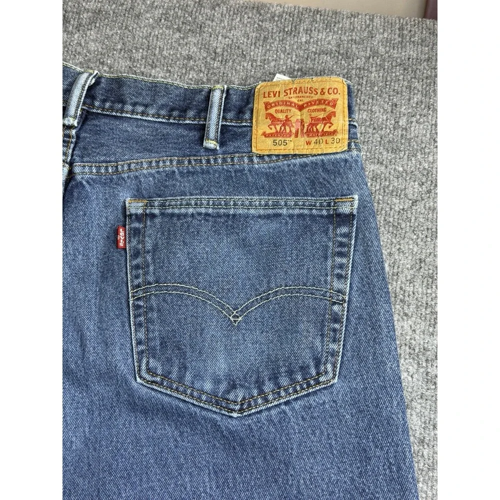 Levis 505 Jeans‎ Men's 40x30 Regular Fit Straight Leg Blue Cotton Denim